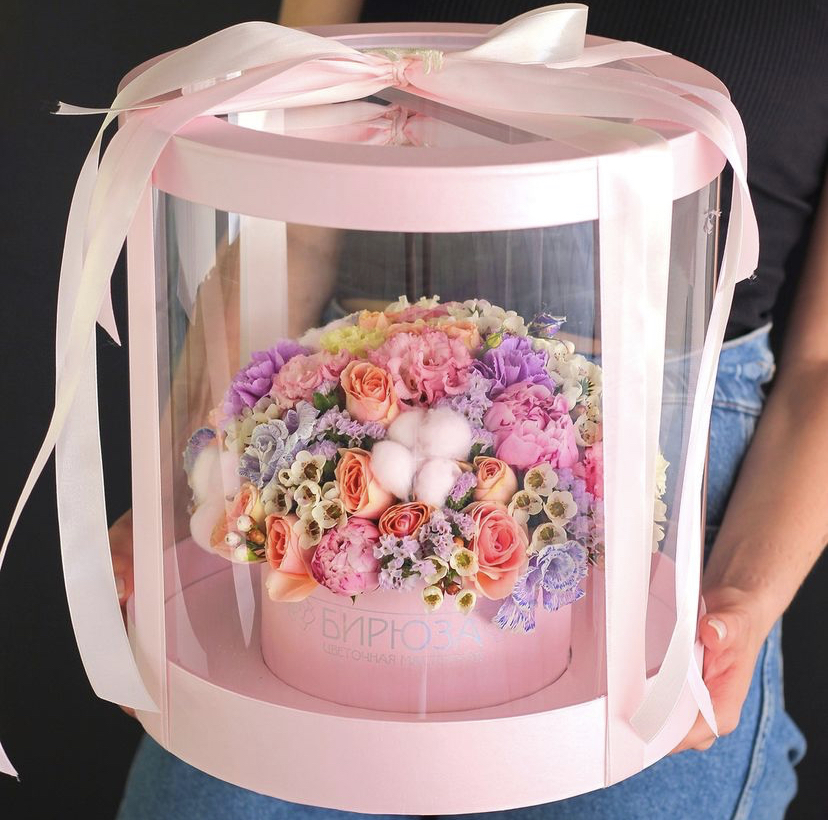 Круглая подарочная коробка для цветов